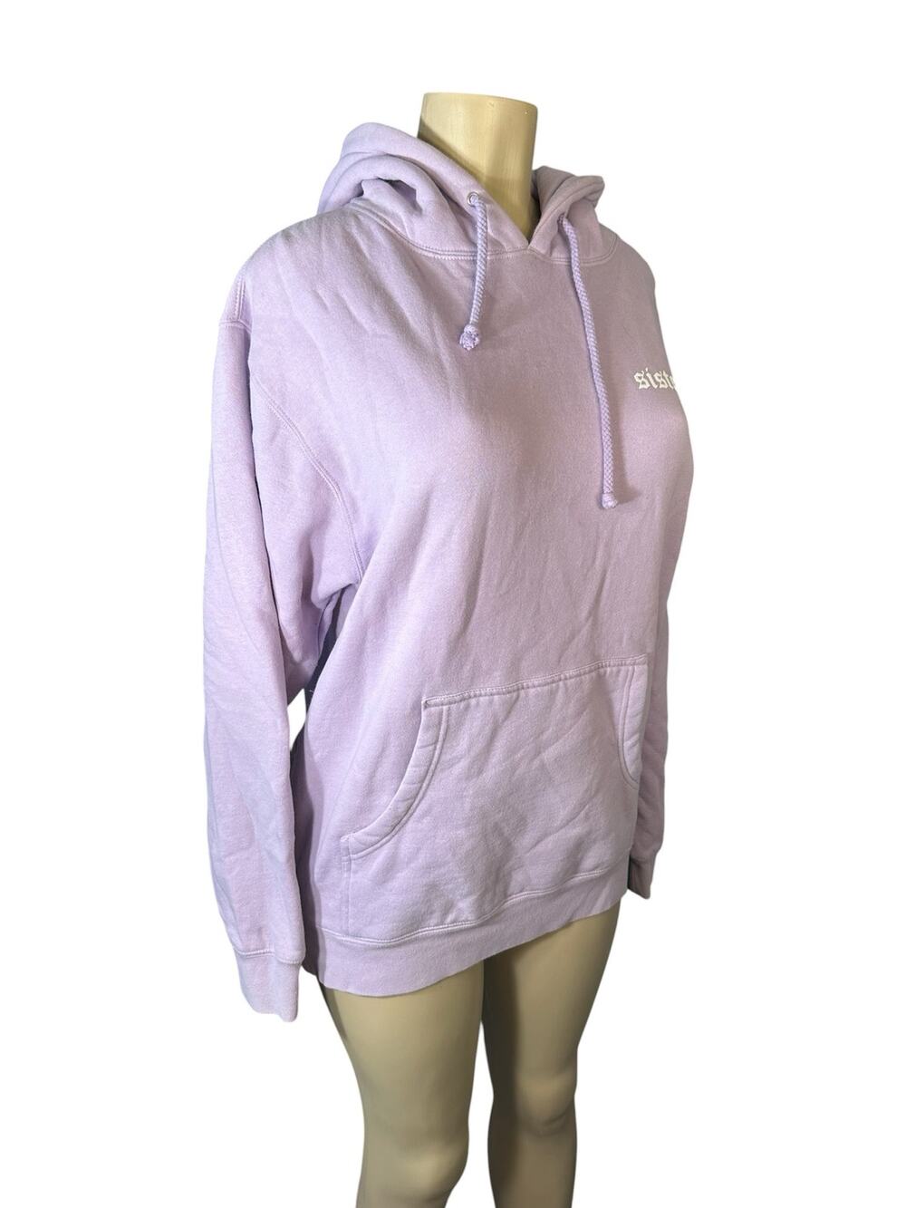 Women M Sisters Apparel Purple Pullover Sweatshirt Hoodie Cotton Logo Printed